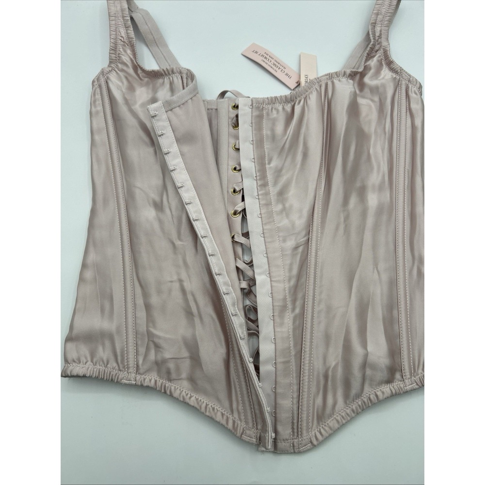 Victoria's Secret The Classic Corset Dusty Rose Medium 100% Silk One Piece NWT - Picture 5 of 9